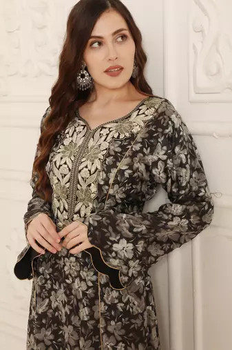 Floral Embroidered Maxi Dress For Women