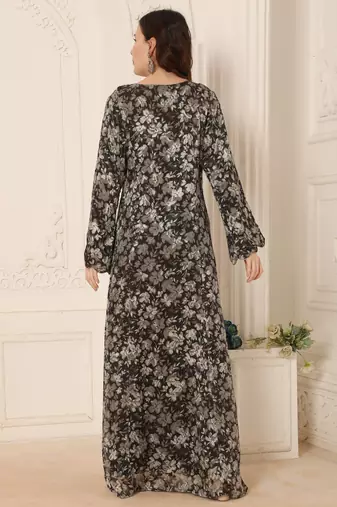 Floral Embroidered Maxi Dress For Women