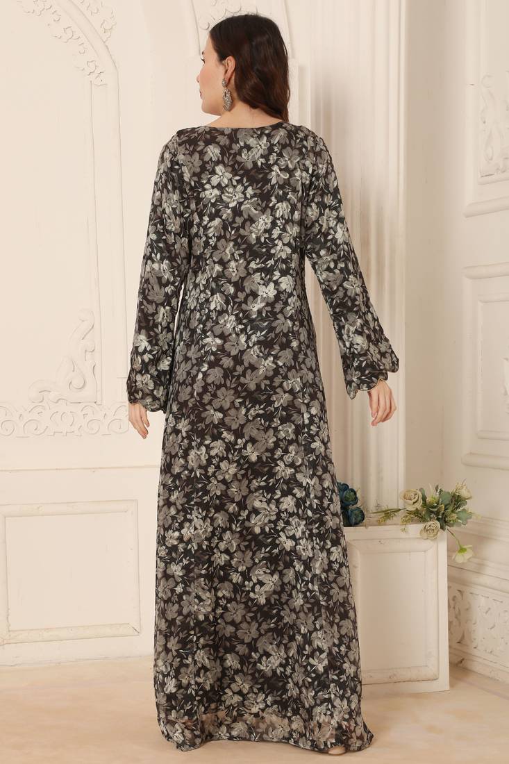 Floral Embroidered Maxi Dress For Women