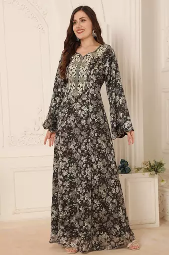 Floral Embroidered Maxi Dress For Women