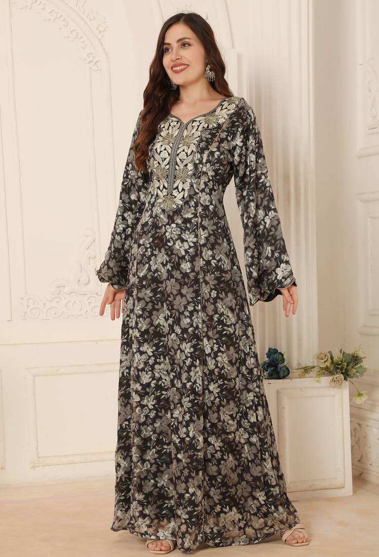 Floral Embroidered Maxi Dress For Women