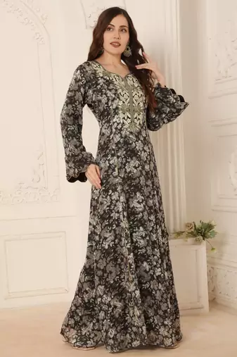 Floral Embroidered Maxi Dress For Women