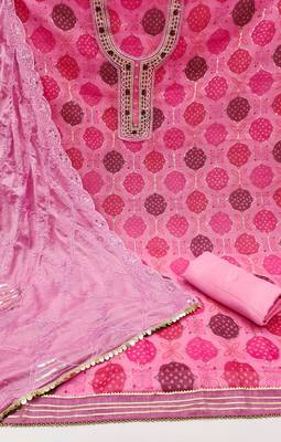pink organza hand embroidery dress material 2