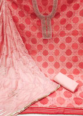 peach organza hand embroidery dress material 2