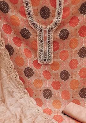 orange organza hand embroidery dress material 4
