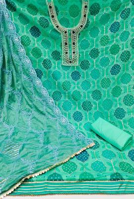 sea green organza hand embroidery dress material 2