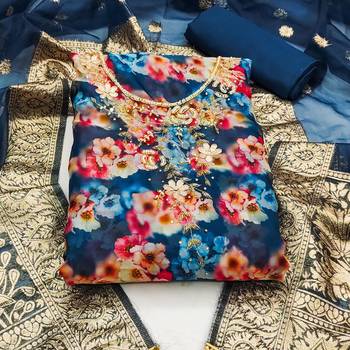 multicolor organza hand embroidery dress material 3