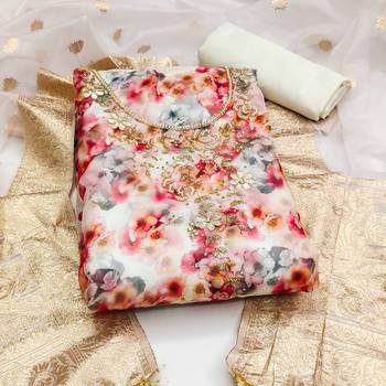 multicolor organza hand embroidery dress material 3