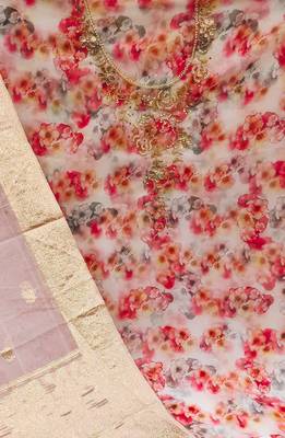 multicolor organza hand embroidery dress material 4