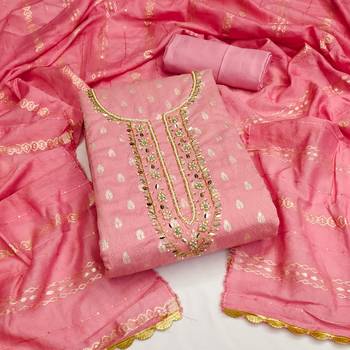 pink silk blend woven dress material 1