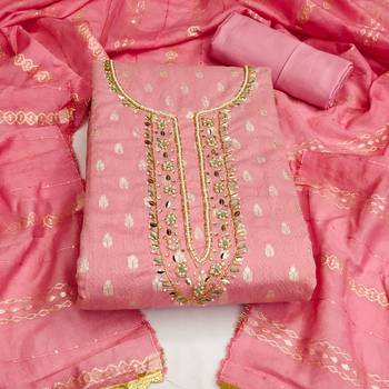pink silk blend woven dress material 3