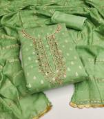 green silk blend woven dress material