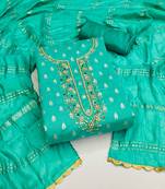 sea green silk blend woven dress material