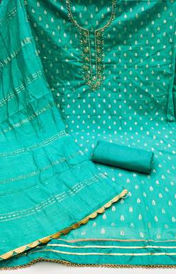 sea green silk blend woven dress material 2