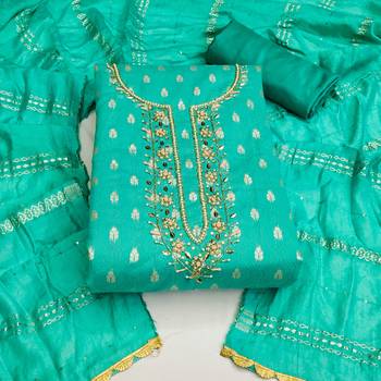 sea green silk blend woven dress material 3