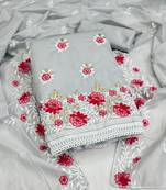 grey cotton embroidered dress material