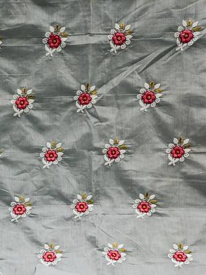 grey cotton embroidered dress material 4