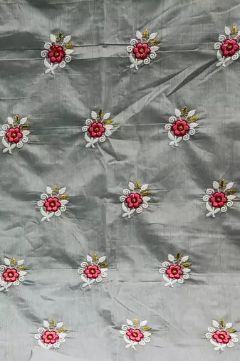 grey cotton embroidered dress material