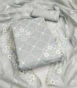 grey cotton embroidered dress material
