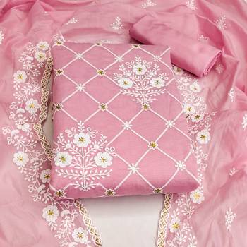 pink cotton embroidered dress material 3