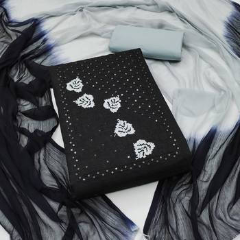black cotton embroidered dress material 1