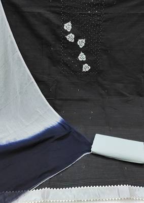 black cotton embroidered dress material 2