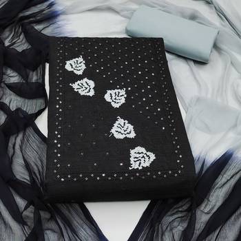 black cotton embroidered dress material 3