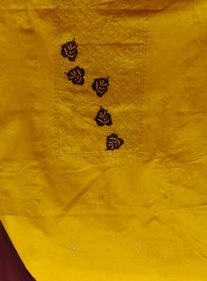 yellow cotton embroidered dress material 4