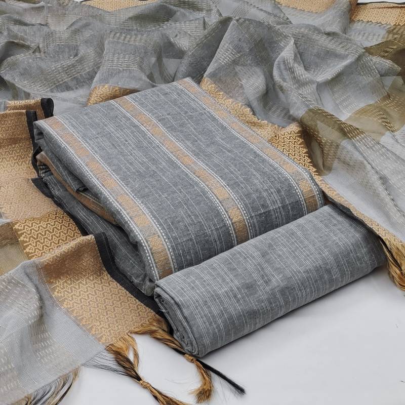 grey cotton woven dress material