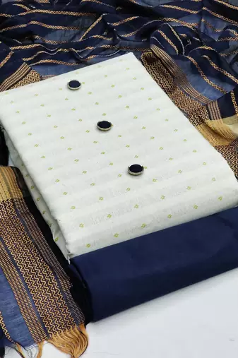 white cotton woven dress material