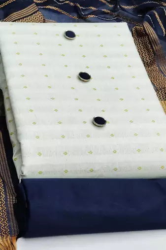 white cotton woven dress material