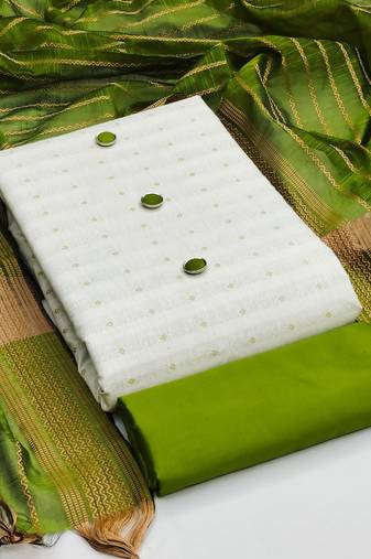 white cotton woven dress material