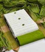 white cotton woven dress material