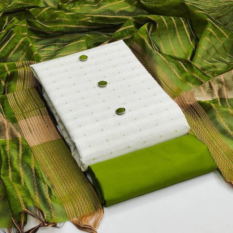 white cotton woven dress material