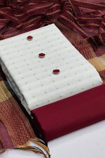 white cotton woven dress material