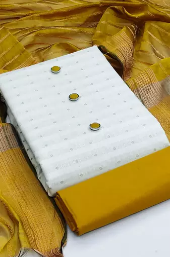 white cotton woven dress material