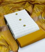 white cotton woven dress material