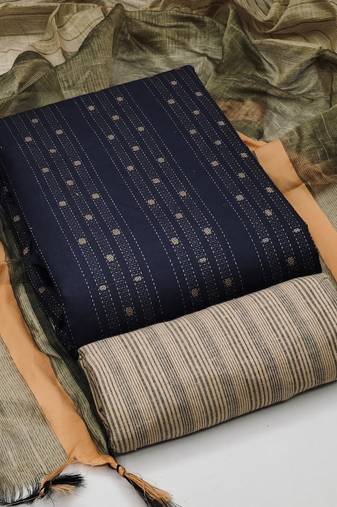 blue cotton woven dress material