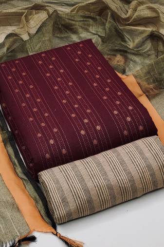 magenta cotton woven dress material