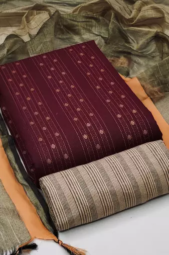 magenta cotton woven dress material