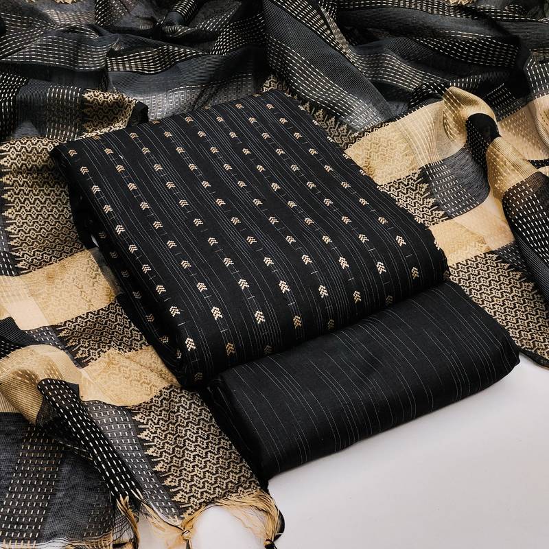 black cotton woven dress material