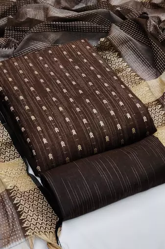 brown cotton woven dress material
