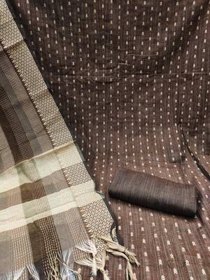 brown cotton woven dress material 2