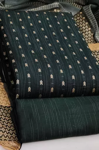 green cotton woven dress material