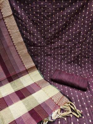 magenta cotton woven dress material 2