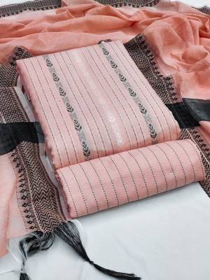 peach cotton woven dress material 1