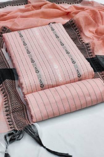 peach cotton woven dress material