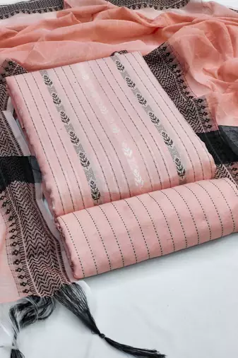 peach cotton woven dress material