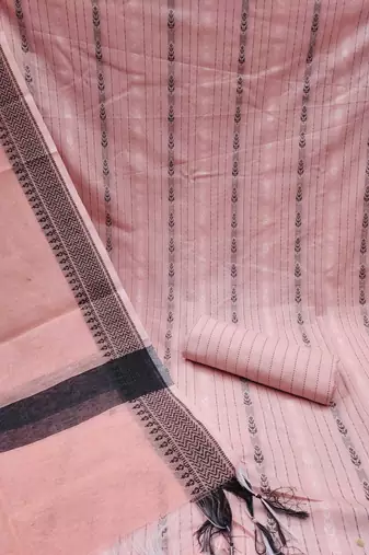peach cotton woven dress material