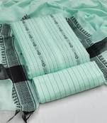 sea green cotton woven dress material